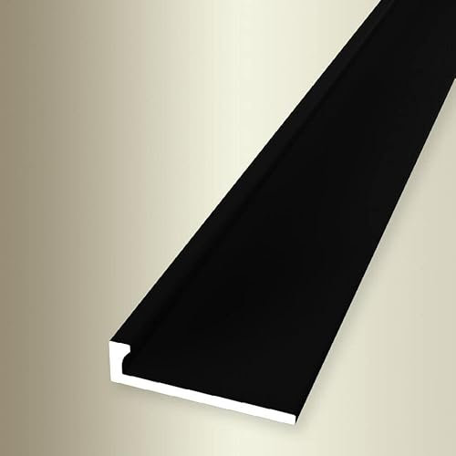 PROVISTON | Profil de finition | Largeur : 21 mm | Hauteur : 2 mm | Longueur : 2500 mm | Aluminium revêtu par pulvérisation | Profil non perforé | Noir | Non percé