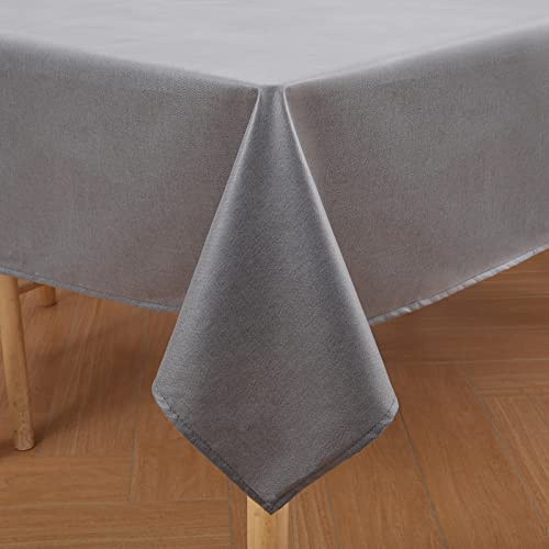 Homaxy Leinenoptik Tischdecke Abwaschbar Lotuseffekt Eckig 140x140cm Dunkelgrau