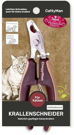 Japan Premium Pet Anatomische Krallenschere Katzen | Katzen Krallenschneider | Katzen Nagelschere mit gebogenen 25°-Klingen, Soft-Action-Feder | Sicherheitsverschluss & rutschfeste sterile Griffe