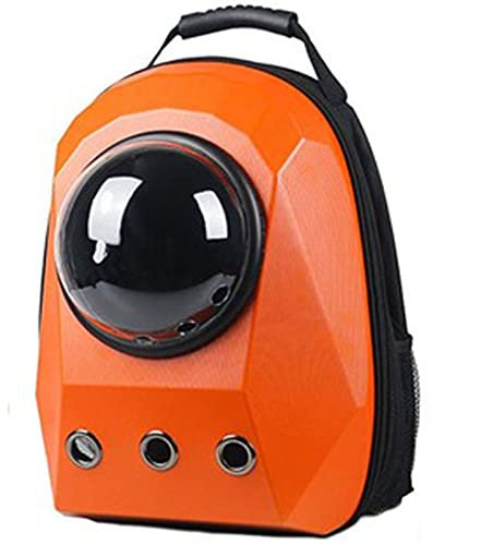 LUCBEI Haustier Space Capsule Cat Pet Rucksack mit transparenten Fenstern, atmungsaktiver Freizeit-Rucksack im Freien Taschenträger (Color : Oranje, Size : M)