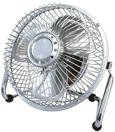 UBOON - Ventilador Mesa Sobremesa y Suelo, para Escritorio de Ordenador, Pc Portatil, Tamaño Compacto, SOPORTE Y ASPAS DE METAL, Metálico, dos tamaños disponibles 6 y 9,