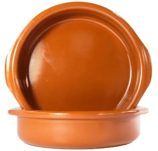 2 x 17cm Spanish terracotta dish with handles cazuela