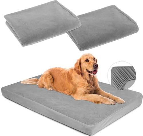 Ersatz-Hundebettbezüge, waschbar, 100% wasserdicht, weich, Grau, 2 Stück, 106,7 x 71,1 cm L