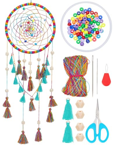 INFUNLY DIY-Traumfänger-Set Zum Basteln Ihres Eigenen Traumfängers, Handgefertigtes Buntes Traumfänger-Bastelset Für Anfänger Mit Quasten Und Anleitung Für Schlafzimmer, Wanddekoration, Kinderzimmer