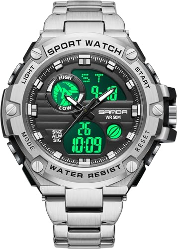 findtime Herren Sportuhr Armbanduhr Militär Digitahl Analog Uhr Männer mit Alarm Stoopuhr Timer Elektronische Uhren Stoßfest LED Wasserdicht Outdoor Cool Watch Farbig Jugendliche