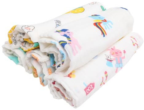 UPKOCH 5 Piezas Toallas Faciales para Niños Toalla Algodón Recién Nacido Toalla Bebe Llavero Camión Bomberos Toalla Cara Toallita Infantil Toalla Ducha Gasa Bebé Bufanda