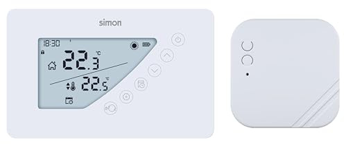 SIMON - Termostato Digital Portátil, Programación Diaria y Semanal, para Calefacción y Aire Acondicionado, Función Frío/Calor, Rango de Temperatura 5º a 30º, Modo Confort y Económico, Color Blanco