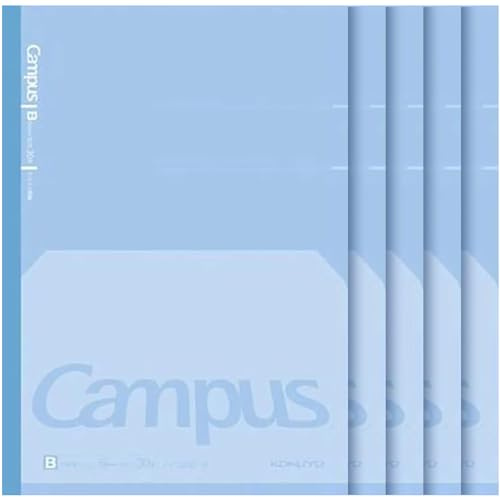 KOKUYO Campus Composition Kimochii Notebook, 5 Pack Feels Flat Semi-B5 Comp Book, Blue, Dot B 6mm Ruled, 30 Sheets School Lined Journal Notebook for Work Study Note Taking. Japan Import (NO-FL3CBT-B)