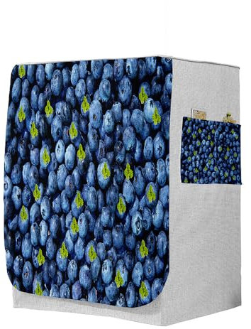 Highdi 3D Housse de Protection pour Machine à Laver, Chargement Frontal Housse à La Poussière avec Ouverture Frontale (Capacité S 6~7,5kg,Plantes fruitières 7)