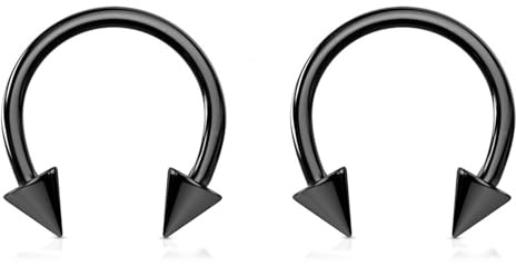 Juvel tunna par hästskopiercing stänger cirkulär skivstång för septum, näsa, tragus, helix, läppöron piercingar 16 g ringsmycken 6 mm 8 mm 10 mm 12 mm med koner spikar x 2 st, 8 millimeters, 316L