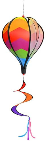 Regenbogen Heißluftballon Windmühlen - Heißluftballon Wind Spinner | Swirl Windspiel Windmühle | Regenbogen Windsack Heißluftballon | Windkreisel Regenbogen für Haus, Garten, Hof und Balkon Dekoration