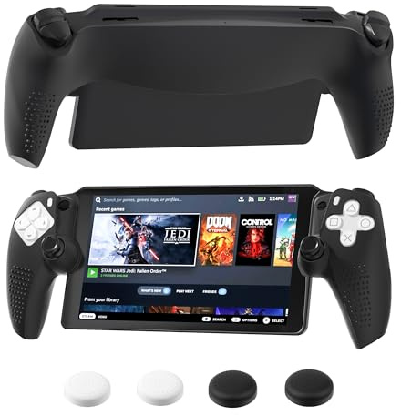 FANPL 【Improved Version Silicone Case for PlayStation Portal Accessories, Soft Protective Cover for PS Portal Skin with 4 Thumb Grips (Black)