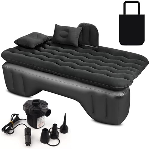 STARLUXE® - Colchón para Coche Negro con Bomba de Aire eléctrica - Cama Coche para Asientos Traseros - Cama Hinchable
