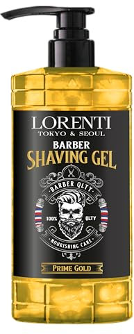 Lorenti Prime Gold Shaving Gel 1000ml - Gel da barba trasparente da uomo - Per una rasatura precisa dei contorni della barba - visibilità, scorrevolezza e massima protezione