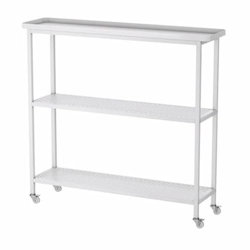Support de plantes en métal robuste à 3 niveaux avec roues pour intérieur et extérieur Grande taille Étagère de rangement pour pot de fleurs (blanc, 100 cm)