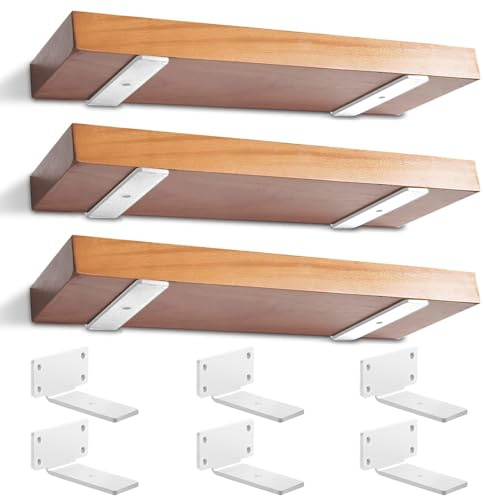 6 STK Regalhalterung 12,5cm, Winkel Regalhalterungs, Schwerlast regalhalterung schwebend, 5mm Dick Regalwinkel Metall 90 grad mit Schrauben | Weiß