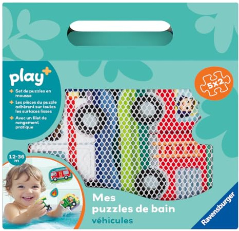 Ravensburger Play + - Puzzle de Bain : Les Véhicules -Jouet de Bain bébé dès 1 an - Version française - 34127