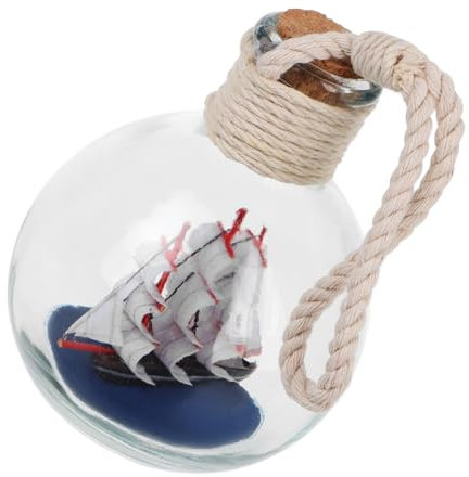 MINAOLULUS Sailing Boat Drift Bottle Glass Cork Ornaments Nautical Beach Decor for Coastal Home Mediterranean Style Wishing Bottle for Weddings and Crafts