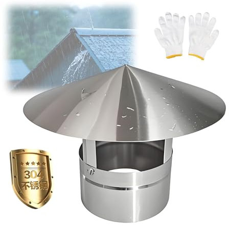 Kaminabdeckung 10~27.3 Cm Runder Regenhut, 304 Edelstahl Kaminofen Entlüftungshaube, Schornstein Regenhaube Für Ofenrohr Rauchrohr Abgasrohr, Dicke 0.5 Mm(14 cm/5.5 in)