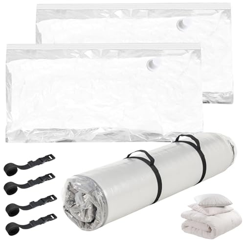 2 Stück Vakuumbeutel für Matratzen 130 x 240 cm Vakuum-Matratzentasche zum Umzug Vacuum Bags for Mattresses mit 4 Riemen Vakuumbeutel Aufbewahrungstasche für Lagerung und Transport