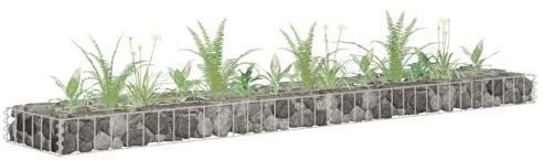 HaoChrymec Cama Elevada de Gaviones con Acero Galvanizado, Malla Metálica Resistente a la Corrosión, Jardinera de Gaviones, Muro de Contención de Piedra, 180x30x10 cm