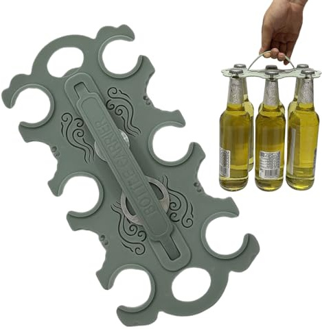 Siuwddee Flaschenträger 6 Flaschen Getränketräger, Bierhalter Für 6 Flaschen, Bierflaschenheber Mit Flaschenöffner, Tragbarer Pliable Halter Geeignet Für Party, KTV, Bar, Restaurant (10x6x0,5 cm)