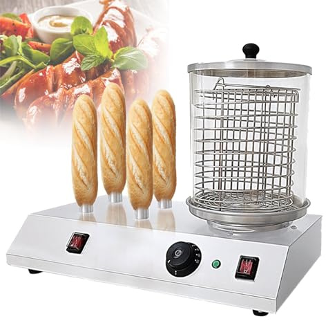 2 in 1 Hot Dog Machine&Bun Warmer Machine Electric Hot Dog Steamer Hot Dog Machine&Bun Warmer Machine with Temperature Control and 4 Heating Rods for Hot Dogs Egg Rolls Sausages