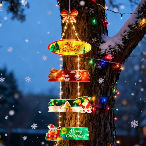 Illuminazione natalizia per esterni, decorazione natalizia finestra, 0,9 m, con timer, 8 modalità, batteria, catena luminosa per interni ed esterni, finestre, balcone, giardino