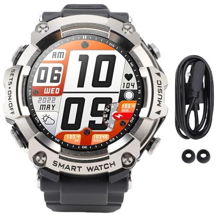 CHICIRIS Smart Watch, 2 en 1 avec des écouteurs Stéréo sans Fil 1,52 Pouce écran NFC Mp3 Musique Enregistrement de Stockage Vocation Aidant Les Montres Intelligentes pour l'homme (Silver)