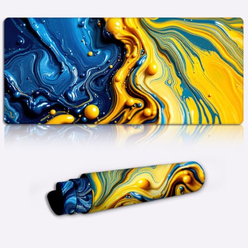 blue yellow swirl Gaming Mouse Pad Non-Slip Rubber Base Pad Office Home Novelty Printed Desk Accessory Laptop Desktop Printed Art Ergonomic 600 * 350 * 4mm