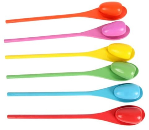 Milisten 12 pièces Jeu de Relais Œuf et Cuillère Bois Colorés Jeu Équilibre Extérieur pour Garçon Fille et Adultes Activité Anniversaire Famille et Plein Air