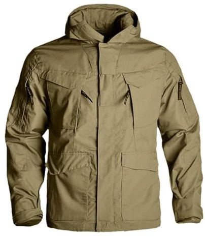 MUFURONG Urban Outdoor taktisk vandring och arbetsjacka för män, BRUN, XL