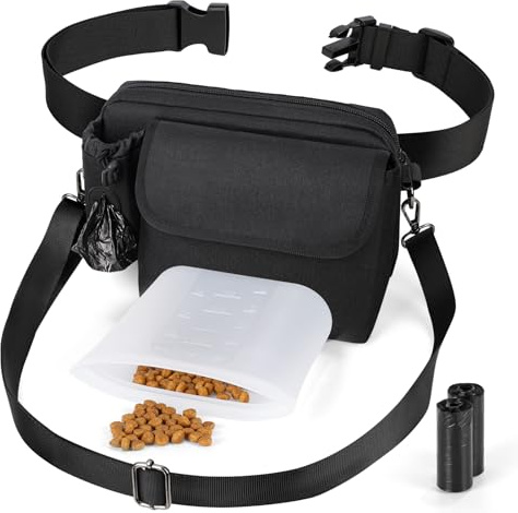 Leckerlibeutel für Hunde Set mit Hundeleckerlis InnenTasche in Silikon 1000ml und Hundekotbeutelspender Gürteltasche für Hundefutter Aufbewahrung Hundezubehör für Hunde Training Gassi Gehen Reise