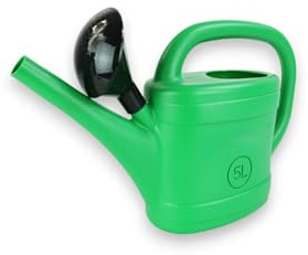 Nordiq - Regadera para Plantas de 5L para Interior y Exterior, Difusor Efecto Lluvia para Riego de Flores de Jardín, Plástico con Sello Antigoteo, Asa de Transporte (Verde)