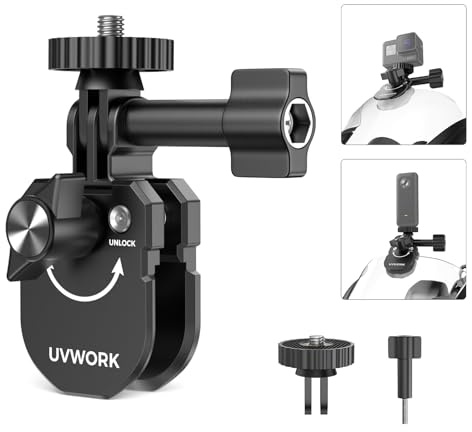 Pince Fixation pare-brise Moto, Support pour gopro, Support Camera Moto | Compatible avec GoPro Hero, DJI Osmo Action 3/4/5 Pro/6, Insta360 X5/X4 et DJI Osmo 360