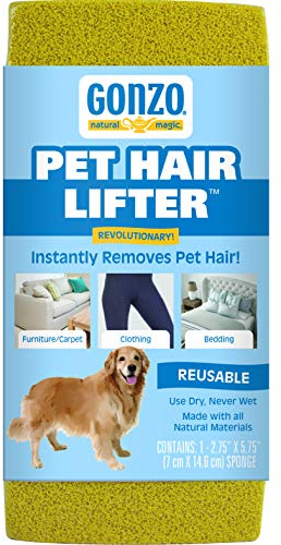 Gonzo Pet Hair Lifter – Remove Dog, Cat Hair from Furniture, Carpets, Bedding, Clothing – 1 Sponge