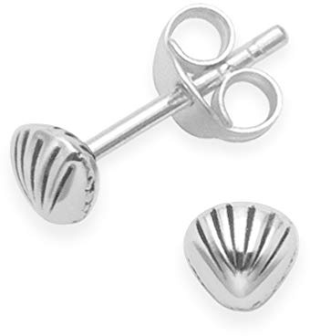 Heather Needham Sterling Silver Sea Shell Earrings - Studs SIZE: TINY!!! 5mm. Gift Boxed. 5079.