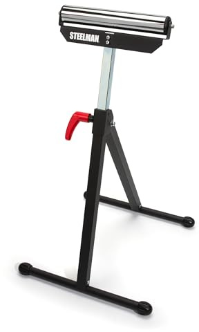 Steelman Single Roller Stand Workstation Support, Durable Steel Construction, Adjustable Height, Foldable for Portability, 132 lb. Capacity