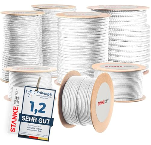 Seilwerk STANKE Polypropylenseil 20mm 20m Weiß - Wäscheleine für Garten, Camping, Balkon - Dicke Schnur für Transport, Bauwesen, Segelzubehör - PP Seil