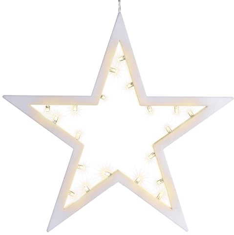 Nipach 20 LED warm weiß Leucht-Deko Dekoleuchte Stern Rahmen weiß Batterie Ø 25,5 cm Dekostern Weihnachtsdeko Weihnachtsstern Xmas-Deko