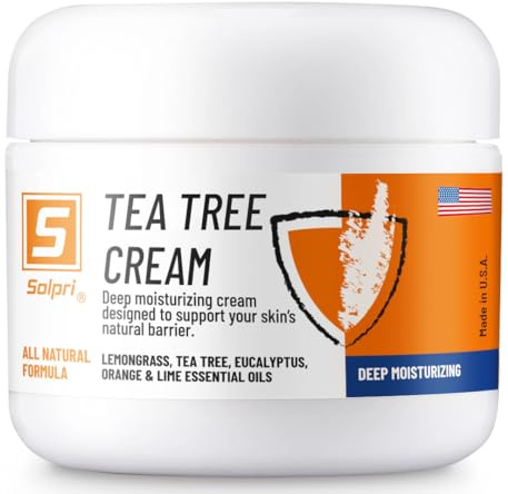Tea Tree Foot Cream for Dry, Cracked Feet – Natural Tea Tree Foot Balm with Shea Butter & Beeswax – Solpri Shield – 2 oz