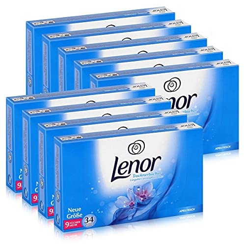 Lenor Trocknertücher Aprilfrisch 34 Tücher - Wäschepflege im Trockner (9er Pack)