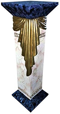 Griechische Blumensäule Blumenständer Marmor Blau Beige Gold Höhe: 100cm