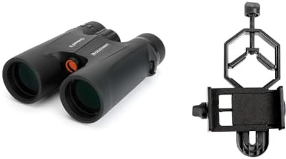 Celestron 71346 8 x 42 Outland X Binocular - Black & 81035 Basic Smartphone Adapter - Compatible with Telescopes, Binoculars, Spotting Scopes and Microscopes,Black