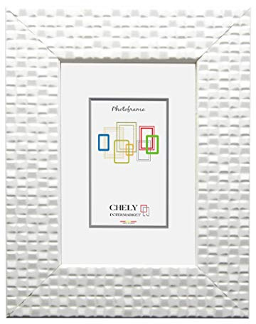 CHELY INTERMARKET, marco de fotos MOD-215| Estilo galería | Marco de madera de pino para Decoración de Casa | Fotografías de Boda | Listado de precio | moldura con relieve (Blanco, 15x20cm)