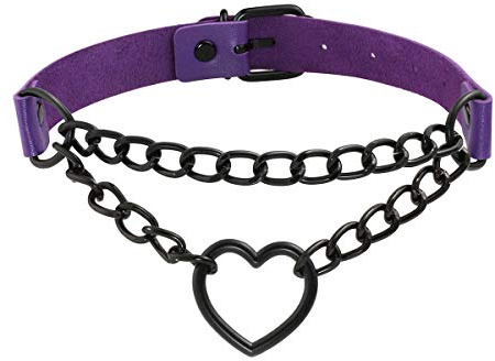 Eigso Punk Gothic Halsband Ketten Herz PU Leder Legierung mit Verschluss Halskette für Damen Herren