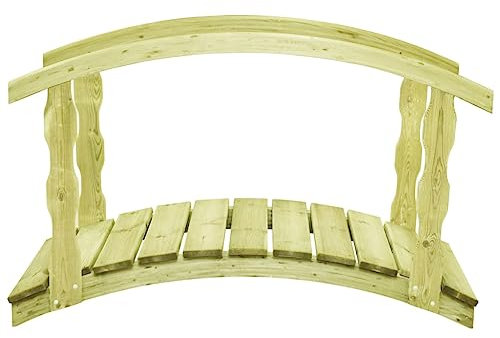 vidaXL Legno di Pino Impregnato Ponte da Giardino con Corrimano Rustico Romantico Robusto Arredo Pratico Decorativo Passerella 170x74x105cm