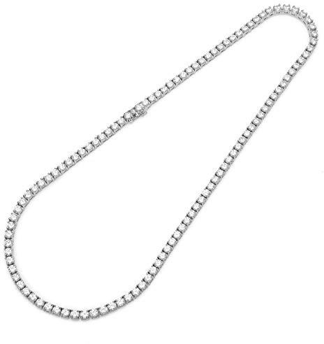 Gold Gala Tennis Halskette 925 Sterling Silber mit 3 mm Weißen Zirkonia für Herren und Damen