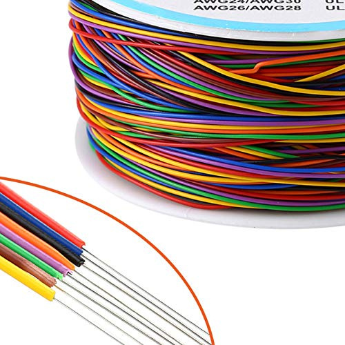 Cable eléctrico de 30AWG - 0.05mm² de alambre de cobre estañado, 8 colores, Cable Sólido, Kit de Cables de Colores Cable, cada color de 820.21ft para computadora portátil, placa