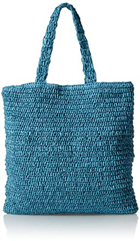 The Drop Tasche für Damen, Ealga Tragetasche aus Stroh mit flachem Griff, Blau, Einheitsgröße